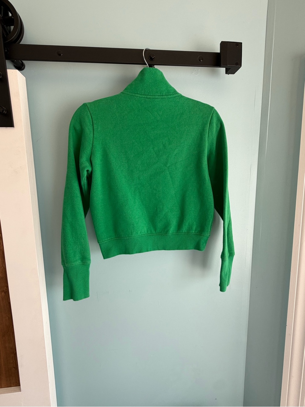 H&M Women’s XS Kelly Green Cropped Quarter Zip Fleece Sweatshirt - Picture 2 of 4